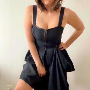 ALL SAINTS Black Gorpcore Utility Fit and Flare Dress Grunge